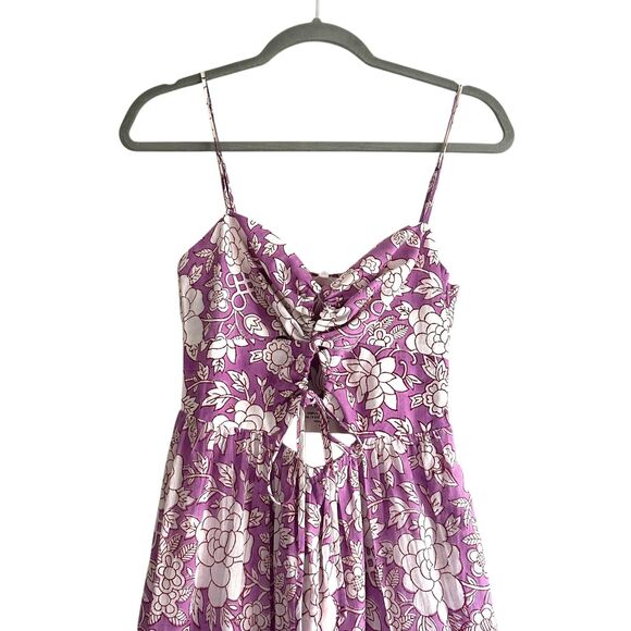 DESERT QUEEN Isabella Floral Tiered Midi Dress Purple NWT 36 - Picture 3 of 6